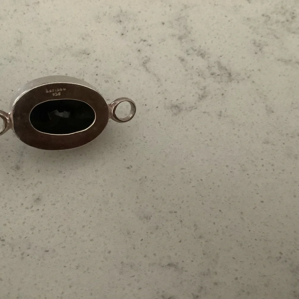 Vintage Haribou black onyx sterling bangle bracelet 925 Scandinavian Danish MCM